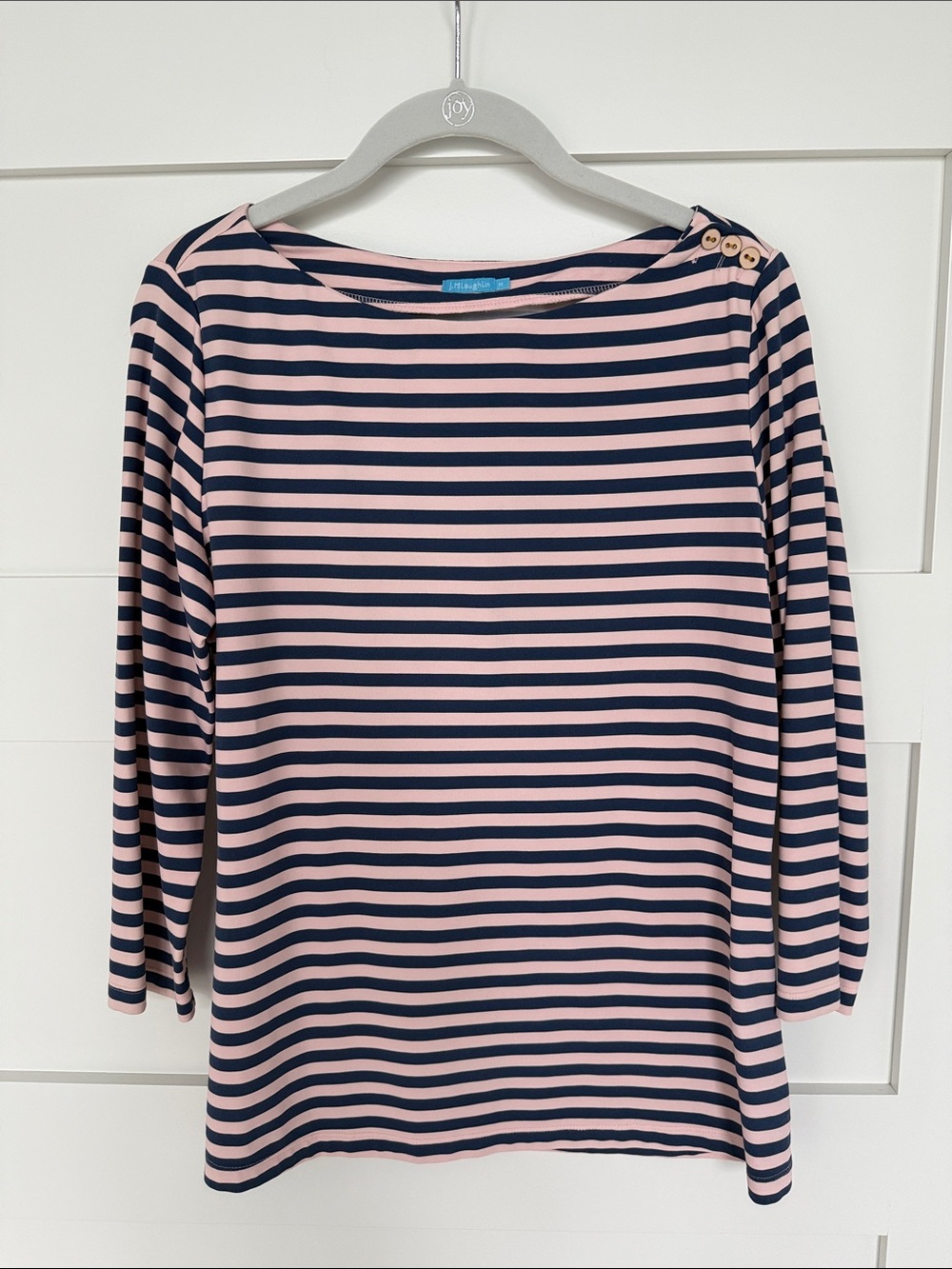 J.McLaughlin Wavesong Striped 3/4 Button Tee Shirt